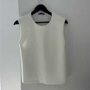 Zara White Shoulder Pad Top with Sheer Back